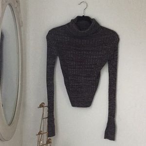 Purple and grey turtleneck sweater